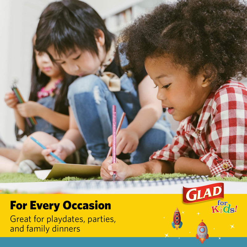 [Australia - AusPower] - GLAD for Kids 8 1/2-Inch Paper Plates | Small Round Paper Plates with Cute Rocket Design for Kids | Heavy Duty Disposable Soak Proof Microwavable Paper Plates for All Occasions, 20 Count 8.5" Round Plates 20ct 