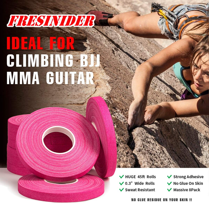 [Australia - AusPower] - FRESINIDER Finger Tape - Strong Athletic Tape | 0.3” x 45 Feet (9 Pack) Tin Set | No Sticky Residue | for Rock Climbing, BJJ Jiu Jitsu, Grappling, Judo, MMA, Rock Climbing and Martial Arts (Pink) Pink 