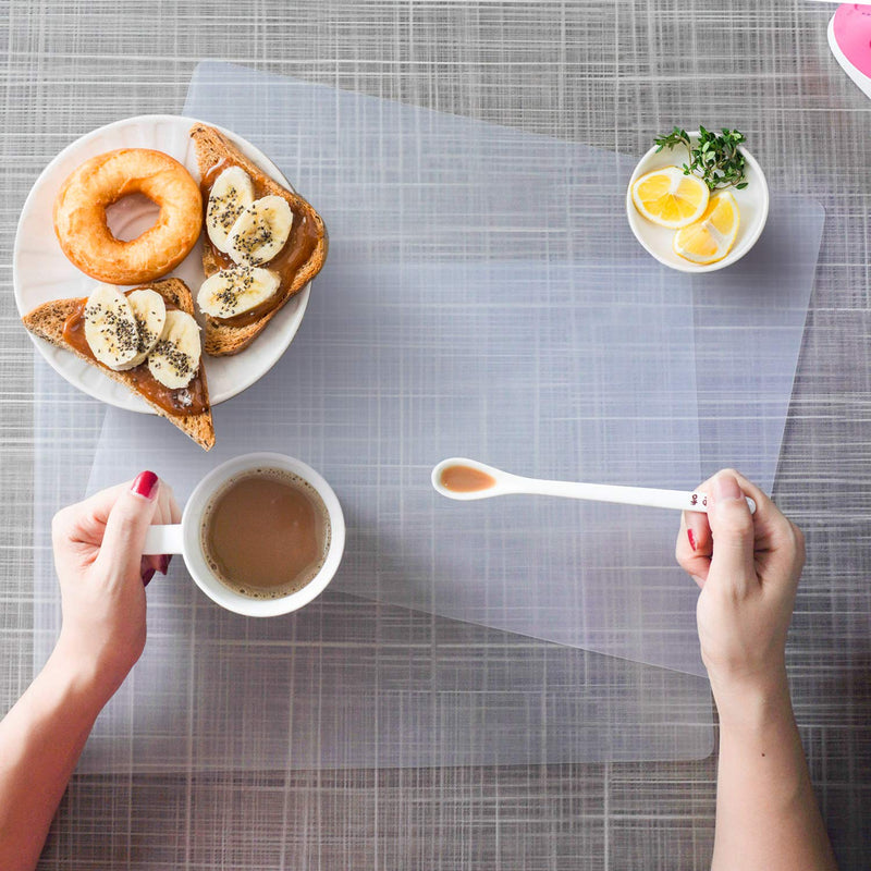 [Australia - AusPower] - Plastic Placemats for Dining Table, Translucent Placemats, 8 Pcs Heat Resistant, Washable Dining or Kitchen Table Mat,(12x14.2 Inch) 12x14.2 Inch-8 Pack 