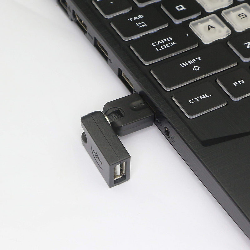 [Australia - AusPower] - GELRHONR Swivel USB Adapter, Rotatable USB 2.0 Type A Male to Type A Female Extension Connector 360 Degree Rotation Adjustable Right Angle Extension Adapter Converter(Black- 2 Pack) 