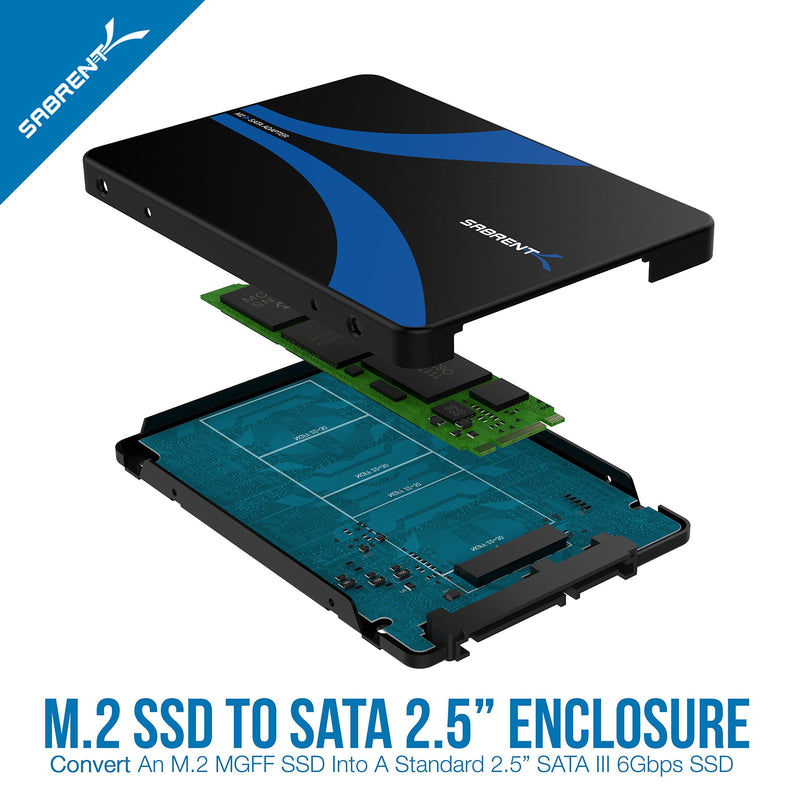 [Australia - AusPower] - SABRENT M.2 SSD to 2.5-Inch SATA III Aluminum Enclosure Adapter (EC-M2SA) M.2 to SATA 