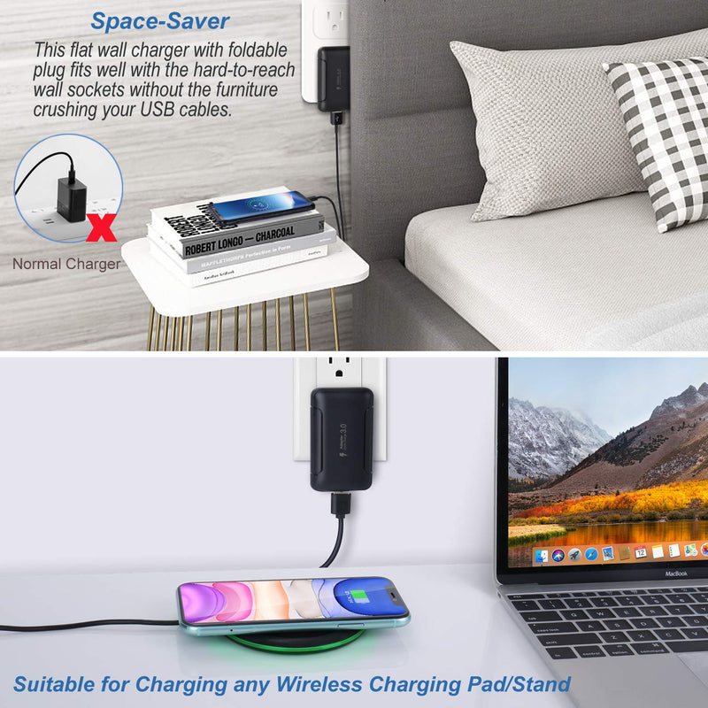 [Australia - AusPower] - Slim USB Wall Charger, Eversame 2pack 18W Fast Charger Block Flat Quick Charge 3.0 Wall Charger, Travel Power Adapter for iPhone 13 Pro/Max/Mini/iPhone 12/11, iPad Samsung Galaxy Note Tablet and More 