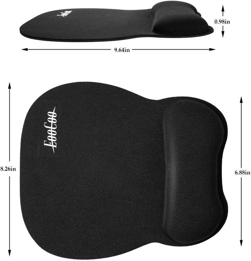 [Australia - AusPower] - EooCoo Ergonomic Mouse Pad with Wrist Support, Non-Slip Base Mouse Mat for Internet Cafe, Home & Office Memory Foam Black 