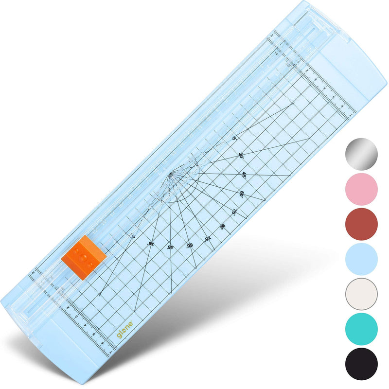 [Australia - AusPower] - Glone 12 inch Paper Trimmer, A4 Size Paper Cutter with Automatic Security Safeguard for Coupon, Craft Paper and Photos (Light Blue) 