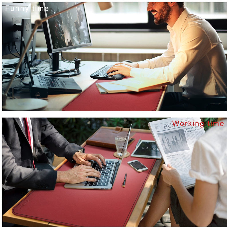 [Australia - AusPower] - ZORESYN XL Large Mouse Pads (35"x16") - PU Leather Large Gaming Mousepad Desk Mat - Nonslip Base and Waterproof Desktop Keyboard Extended Mouse Mat (Red, X-Large) 90x40cm Red 