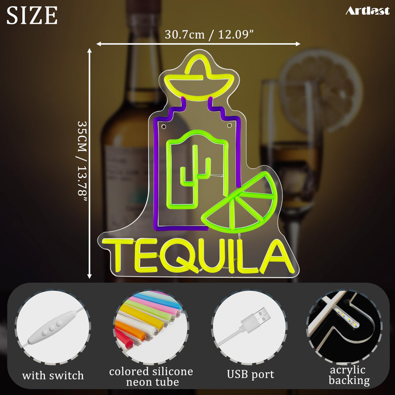 [Australia - AusPower] - Artlast Tequila Neon Sign LED Neon lights for Wall Decor Tequila Signs for Home Bar Beer Bar Restaurant Man Cave Club Tequila Gift 