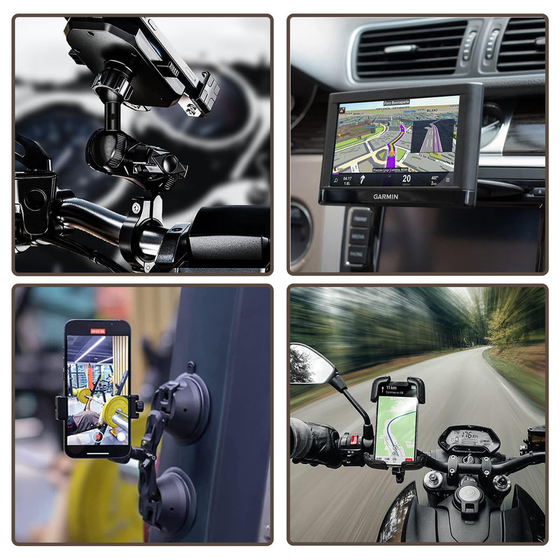 [Australia - AusPower] - 25mm / 1 inch to 17mm Ball Adapter for RAM Mounts B Size Double Socket Arm, Garmin 17mm Swivel Ball Mounting Pattern GPS Mount (Double Socket Arm: Long 5.9") 