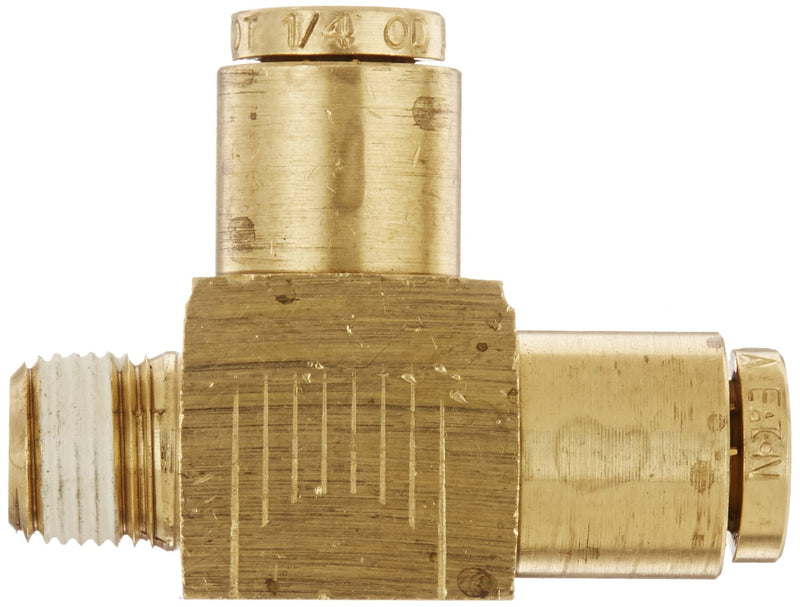 [Australia - AusPower] - Eaton Weatherhead 1871X4 Brass CA360 D.O.T. Air Brake Tube Fitting, Run Tee, 1/8" NPT Male x 1/4" Tube OD 