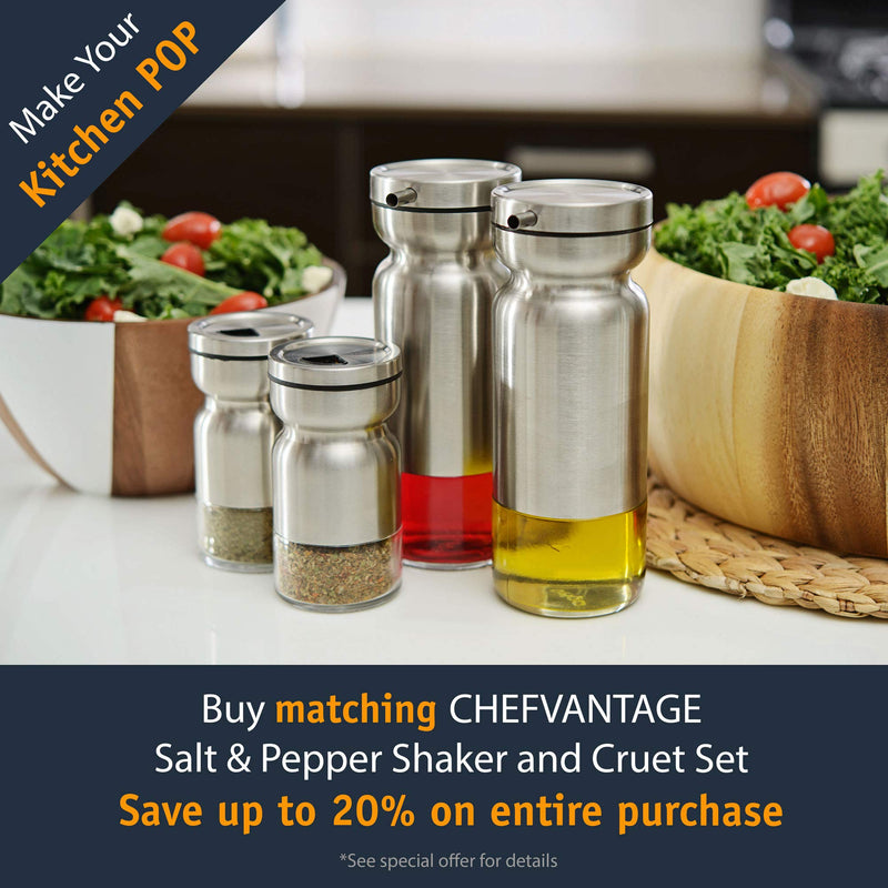 [Australia - AusPower] - CHEFVANTAGE Salt and Pepper Shakers Set with Adjustable Pour Holes - Black and White 