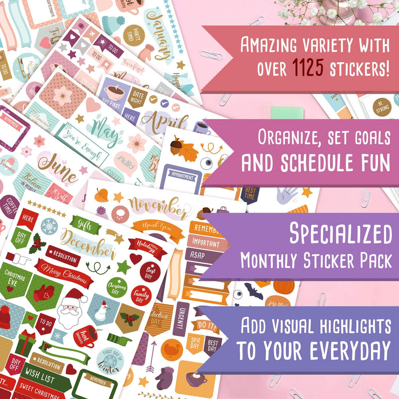 [Australia - AusPower] - Aesthetic Monthly Planner Stickers - 1100+ Beautiful Design Accessories Enhance and Simplify Your Planner, Journal and Calendar 