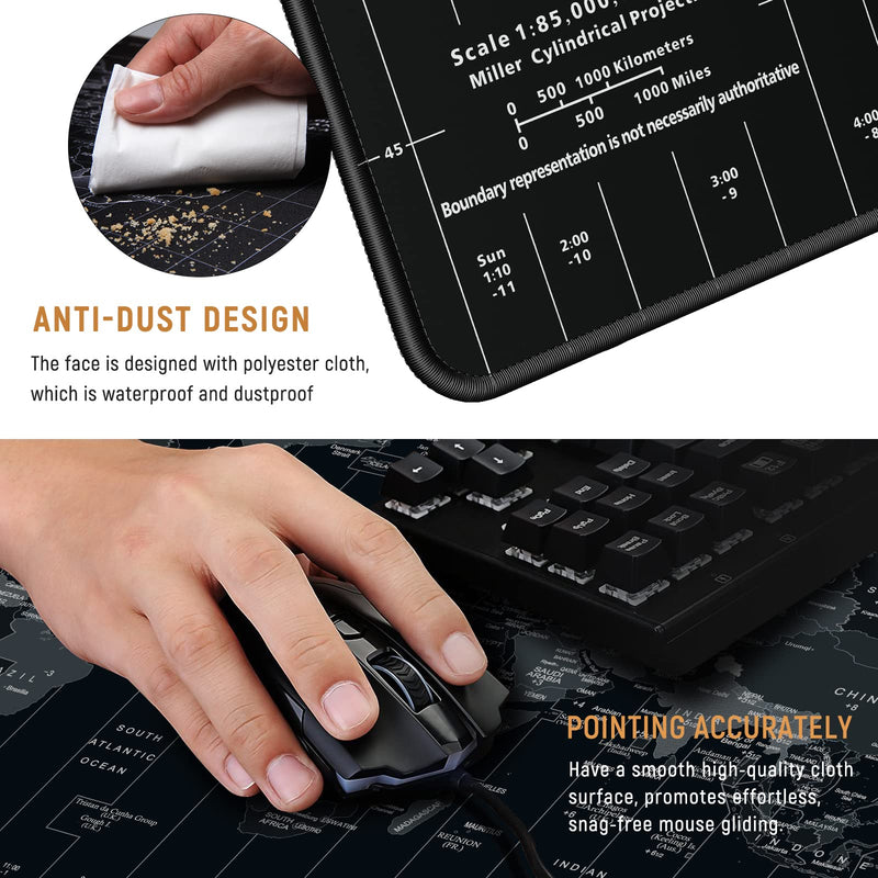 [Australia - AusPower] - JIALONG New Upgraded Version Large Mouse Pad Desk Mat Comfortable Mousepad with Personalized Design Extended Size 35.4 X 15.7X 0.12 inches for Laptop, Computer and PC - Black World Map Typ 1 