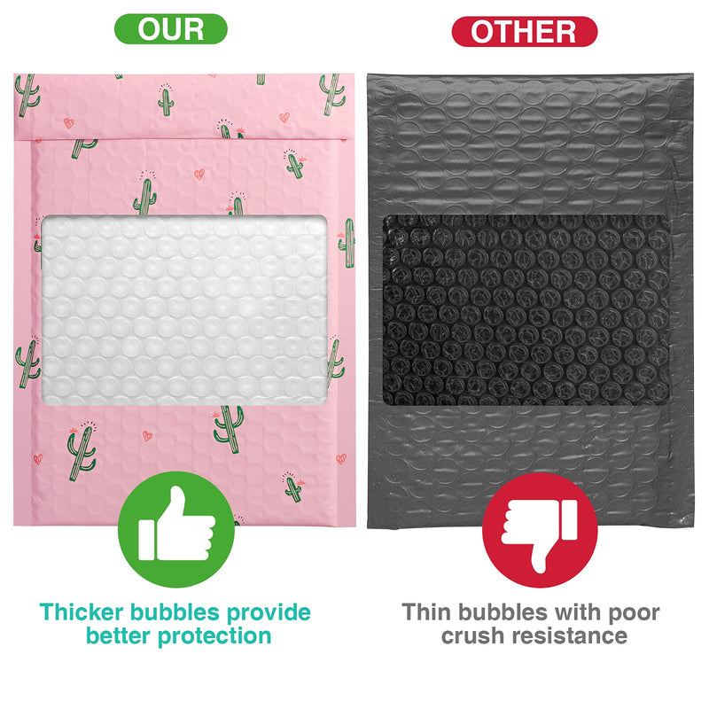 [Australia - AusPower] - Metronic 6 x 10 Inch 25 Pack Bubble Mailers, Cactus Print Poly Bubble Mailer Cute Small Mailer,Bubble Envelopes,Padded Mailers for Shipping Jewelry,Lips,Cosmetic,DVD,Waterproof, Self-Seal Adhesive 6x10" 