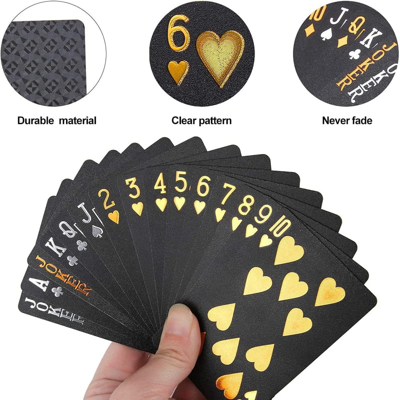 [Australia - AusPower] - Merytes 2 Deck of Waterproof Poker Cards and Playing Cards with Flexible Plastic PVC Classic Trick Cards Black Gold 