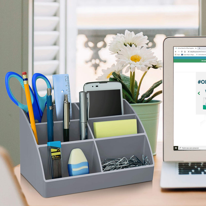 [Australia - AusPower] - Acrimet Incline Desktop Easy Organizer Caddy Holder - Supplies Storage and Home Organization (Plastic) (Silver Color) 