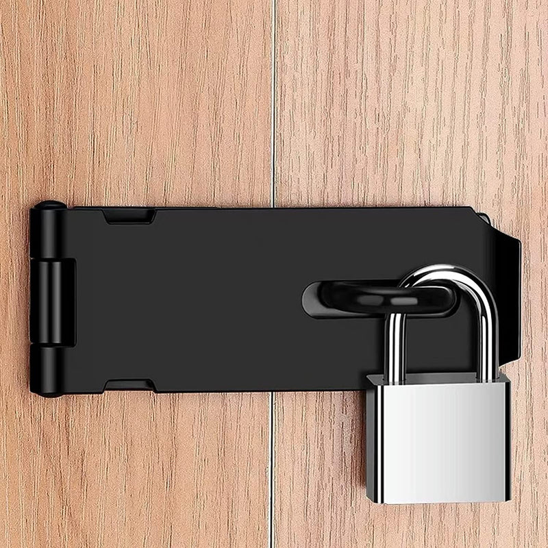 [Australia - AusPower] - Padlock Hasp 4 Inch Door Hasp Latch Lock Stainless Steel Padlock Clasp Black Hasp Lock Gate Hasp with Fixing Screw for External Doors Window Cabinet Pet Cage 