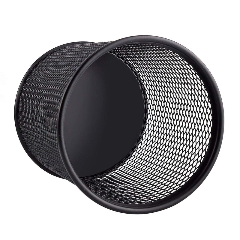 [Australia - AusPower] - Snow Cooler Pen Holder Mesh Pencil Holder Metal Pencil Holder for Desk Office Pen Organizer Black, 4 Pack 4 Pack Circle 