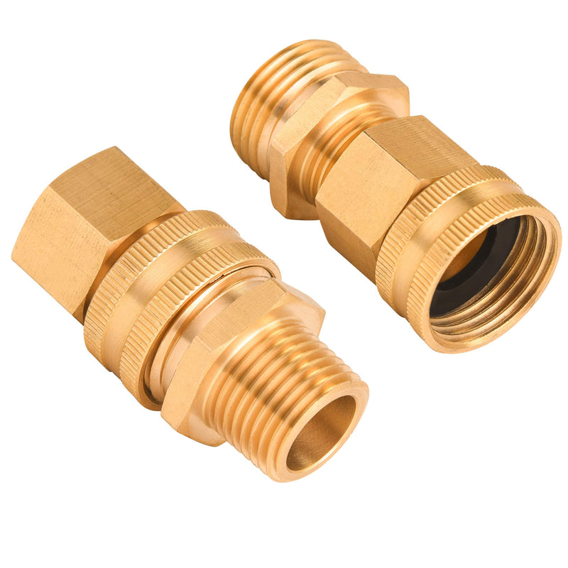 [Australia - AusPower] - M MINGLE Garden Hose Adapter, 3/4 Inch GHT to 1/2 Inch NPT, Double Male and Female Brass Connector, with Extra 8 Washers 