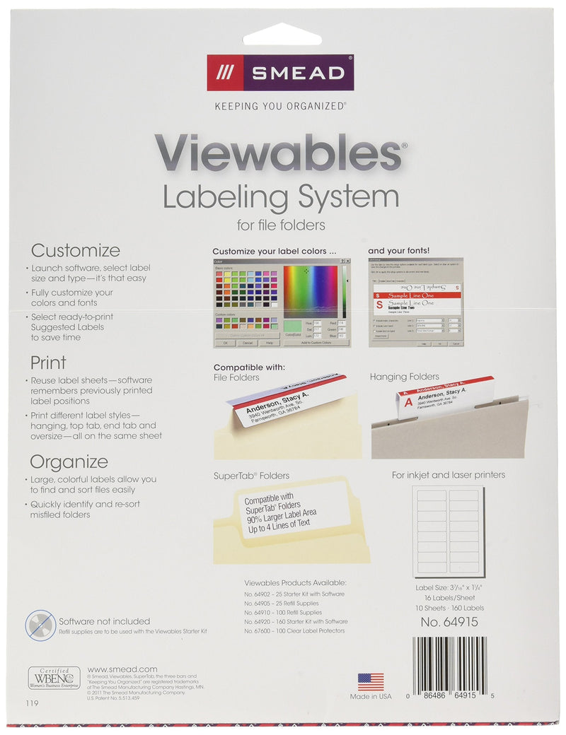 [Australia - AusPower] - SMD64915 - Smead Viewables Color Labeling System 