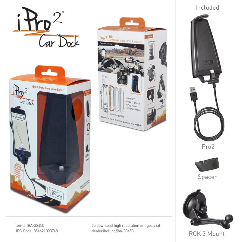 [Australia - AusPower] - iPro2 MFI Approved Car Dock/Desk Dock/Mount/Holder/for iPhone Xs/XS MAX/X / 8/8 Plus / 7 with Integrated 2 Meter Lightning Connector 
