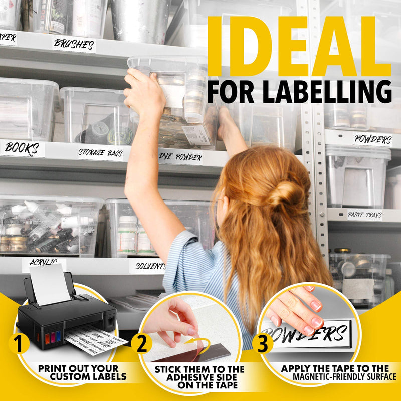 [Australia - AusPower] - Flexible Magnetic Tape - 1 Inch x 10 Feet Magnetic Strip with Strong Self Adhesive - Ideal Magnetic Roll for Craft and DIY Projects - Sticky Magnets for Fridge and Dry Erase Board 