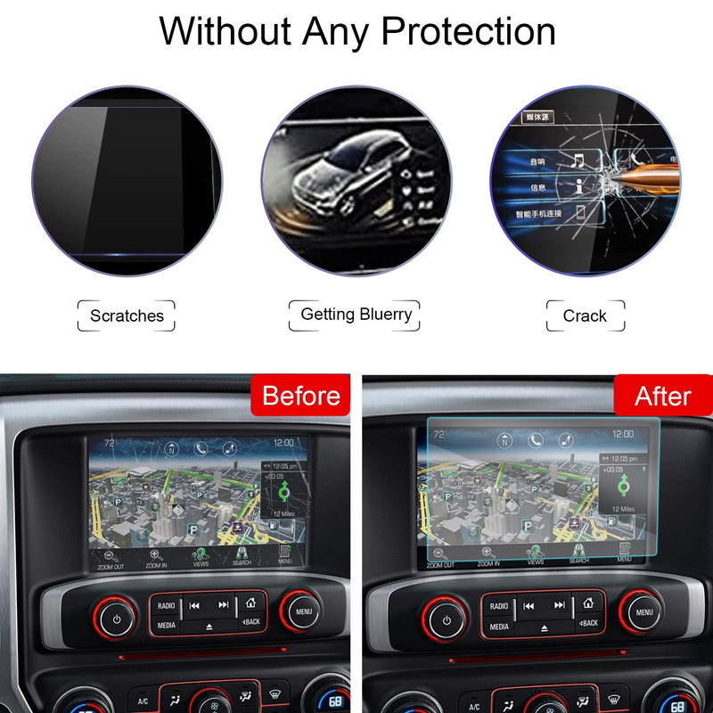 [Australia - AusPower] - TTCR-II for GMC Sierra Canyon Screen Protector 2015-2021 and for Chevy Silverado Colorado Navigation Display Screen Protector 2015-2021, Touchscreen Tempered Glass Protective Film with 8-Inches For Chevy Silverado Colorado/GMC Sierra Canyon 