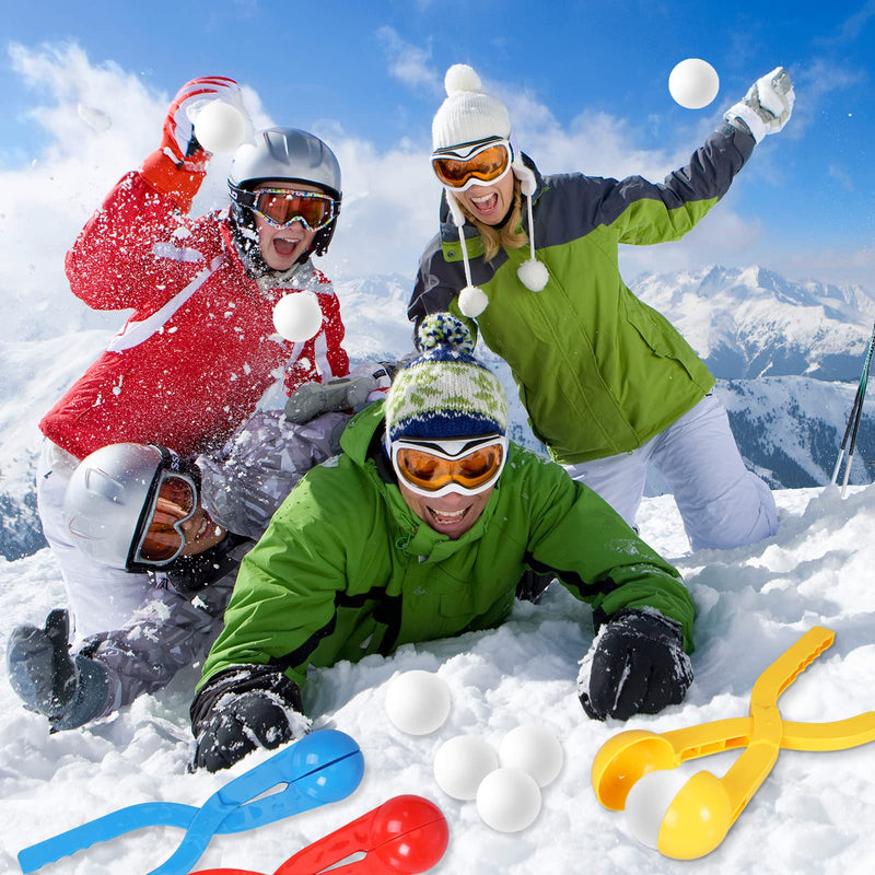 [Australia - AusPower] - Max Fun 4 Pack Snowball Maker Snow Ball Toys Games with Handle for Kids Outdoor Indoor Winter Snowball Fight Maker Tool Clip with Drawstring Bag 