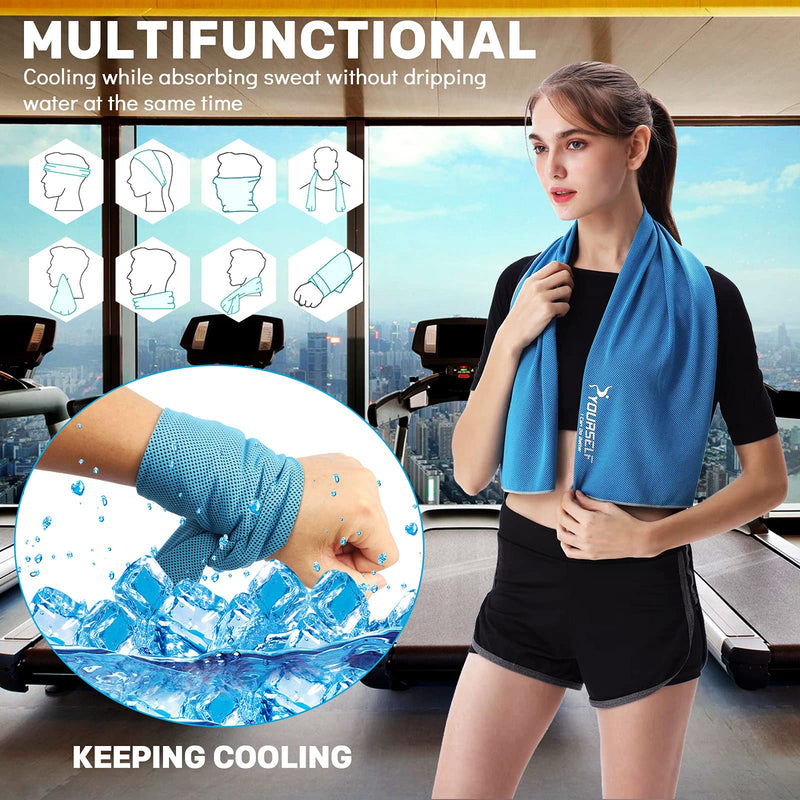 [Australia - AusPower] - SYOURSELF Cooling Towel, Cooling Towels for Neck,4 Pack 40" x 12"Ice Towel for Instant Cooling Relief, Soft Breathable Chilly Towel, Perfect Yoga, Golf, Sports, Athletes, Camping Towel(Blue) 4 Pack-blue 40"x12" 