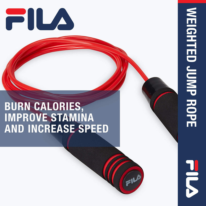 [Australia - AusPower] - FILA Accessories Weighted Jump Rope 9ft Heavy Rope Skipping for Exercise - Foam Grip Weighted Handles (0.5lbs Each), Adjustable Tangle Free Jumping Rope Grey 