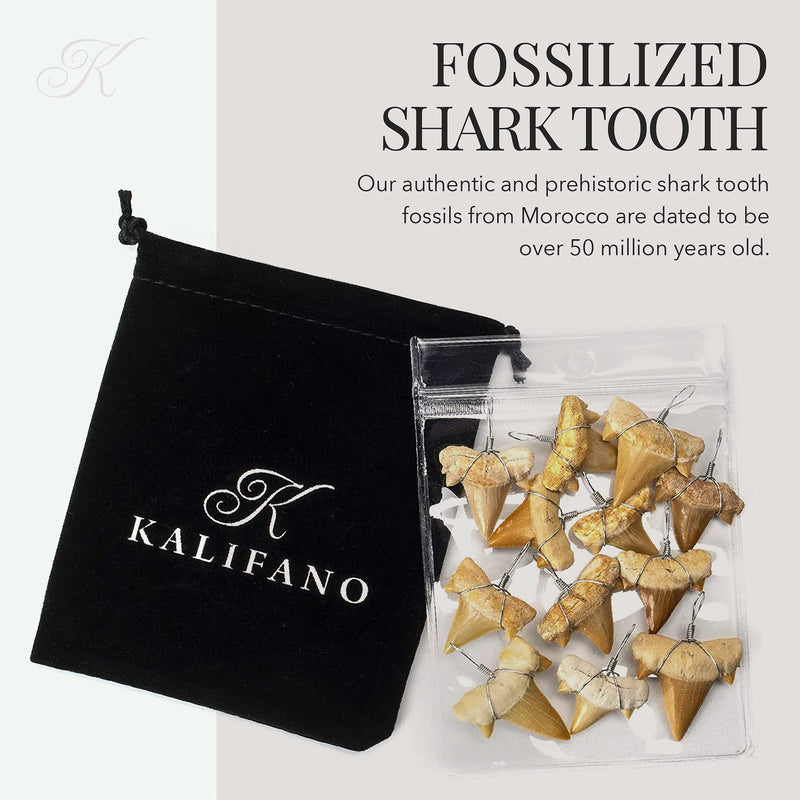 [Australia - AusPower] - KALIFANO Authentic Fossilized Prehistoric Mini Wire Wrapped Shark Teeth (9 Pack) from Morocco - Lot Shark Tooth for Fossil Collections and Bulk Jewelry Making (Information Card Included) 