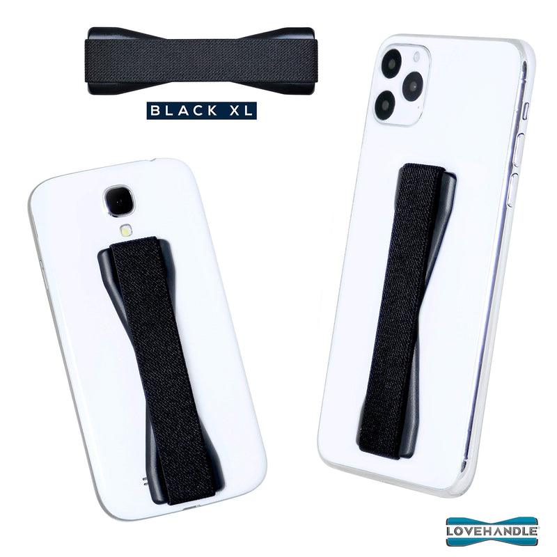 [Australia - AusPower] - LoveHandle Tablet / XL Grip for Most Tablets and Large Smartphones, Black Elastic Strap Finger Grip with Black Base, LHT-01-Black 