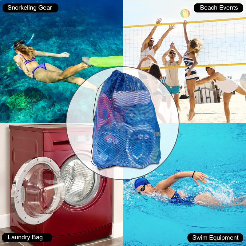 [Australia - AusPower] - 3 Pack Mesh Gear Bag For Snorkel Scuba Swim Dive Gear - ROKOXIN Oversized Drawstring Net Bag for Sports Equipment, Gym,Beach, Toys, Balls, Laundry, 27" X 19" 