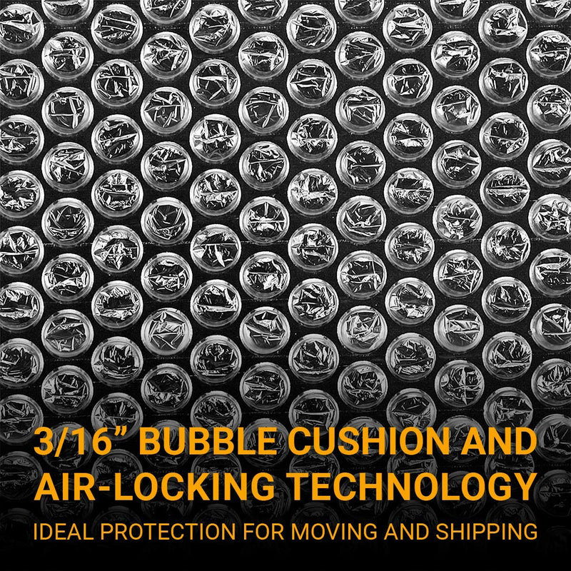 [Australia - AusPower] - Bubble Cushioning Wrap Roll 2 Pack 3/16" Air Bubble 12 Inch x 74 Feet Total, Perforated Every 12 Inch with 20pcs Fragile Stickers Packing Supplies for Heavy-Duty Moving Shipping Clear 