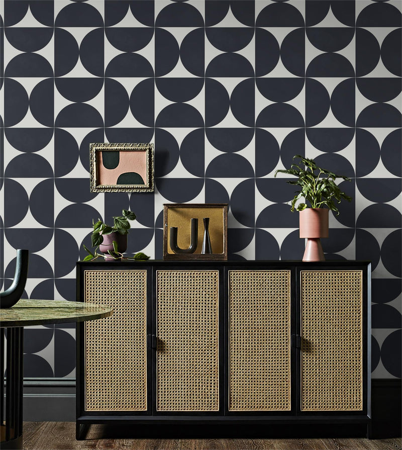 [Australia - AusPower] - Dimoon 78.7"x16.1"Geometric Peel and Stick Wallpaper Dark Blue and Grey Wallpaper Square Contact Paper Thicken Waterproof Modern Self Adhesive Removable Wall Covering Shelf Liner Decal Vinyl Roll 78.7''x16.1'' 