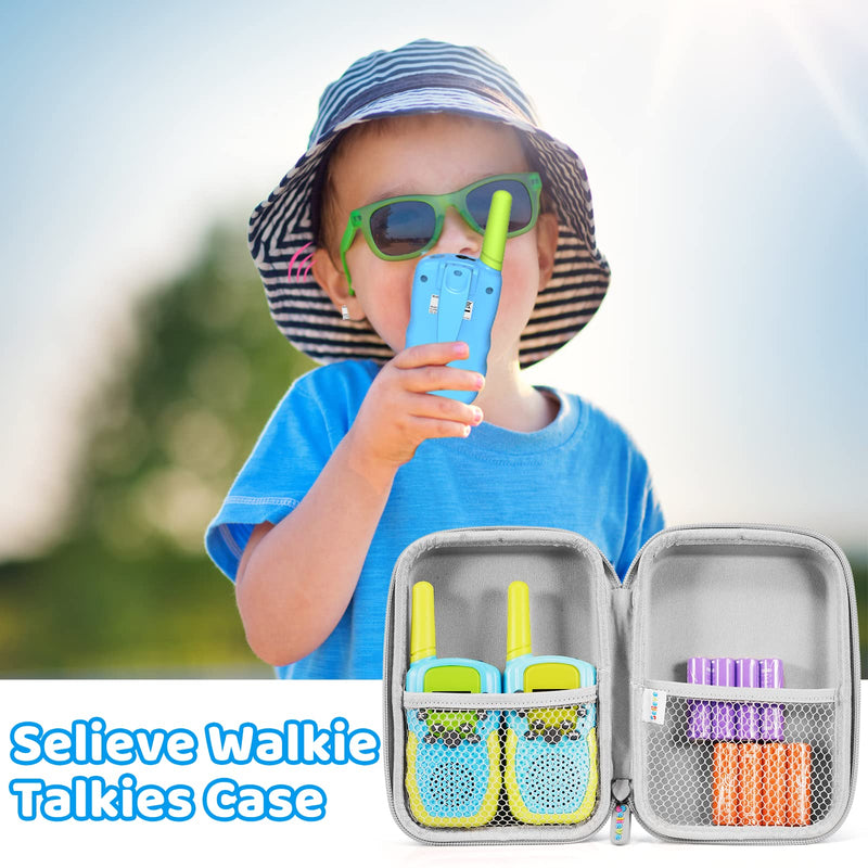 [Australia - AusPower] - Selieve Two Way Radio Case, Kids Walkie Talkies Carrying Small Bags With Hand Strap and 2 Inner Mesh Pocket for Kids STEM Little Card Toys, Christmas Birthday Gifts for 4-10 Year Old Boys Girls Blue 