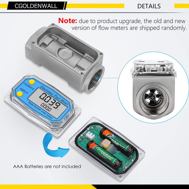 [Australia - AusPower] - CGOLDENWALL Turbine Flow Meter LCD Digital Display Flowmeter with 1-Inch FNPT Inlet/Outlet, Gas Oil Fuel Flowmeter for Diesel, Kerosene, Gasoline 2-26.4 GPM /9-100 LPM (1 inch) 1 inch 