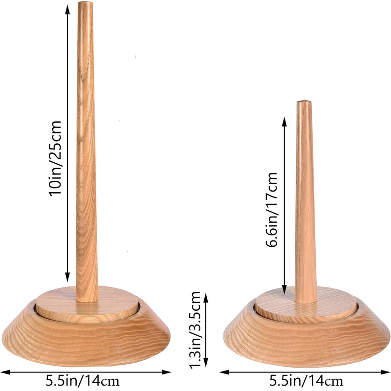 [Australia - AusPower] - BarvA Big Wood Yarn Holder Set Advanced Metal Twirling Mechanism Lazy Susan Stand Ball Spindle Sewing Crocheting Tool Wool Cord Organizer Ribbon Storage Knitting Embroidery Thread Crochet Accessories Natural 