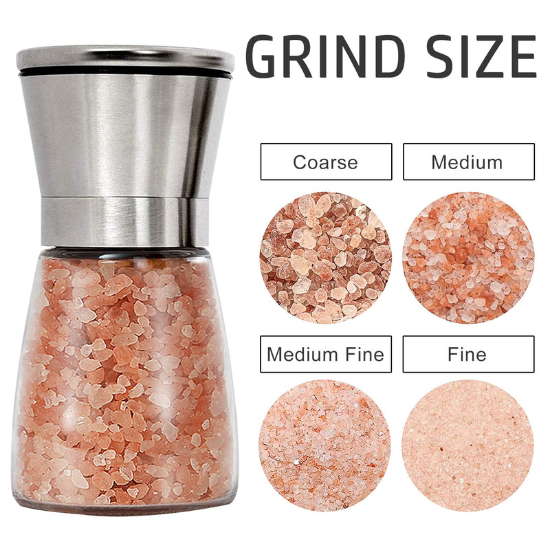 [Australia - AusPower] - Pepper Grinder Pepper Mill, Salt Grinder Refillable, Adjustable Coarseness Black Pepper Grinder, Stainless Steel Sea Salt Shaker with Ceramic Rotor (Single Package) 