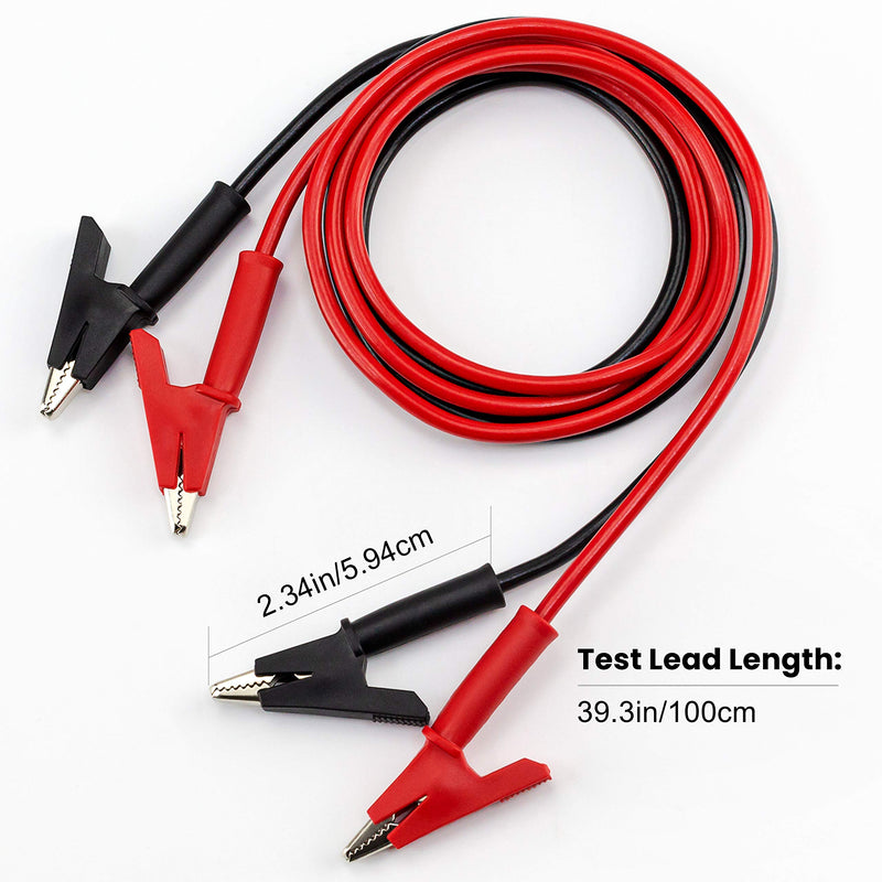 [Australia - AusPower] - KAIWEETS Alligator Clips Electrical Test Leads Set, 15A Jumper Wires Heavy Duty with Protective Copper Clips, Premium PVC Silicone Cables for Electrical Testing, Experiment, 2 Colors 39.6 inches 