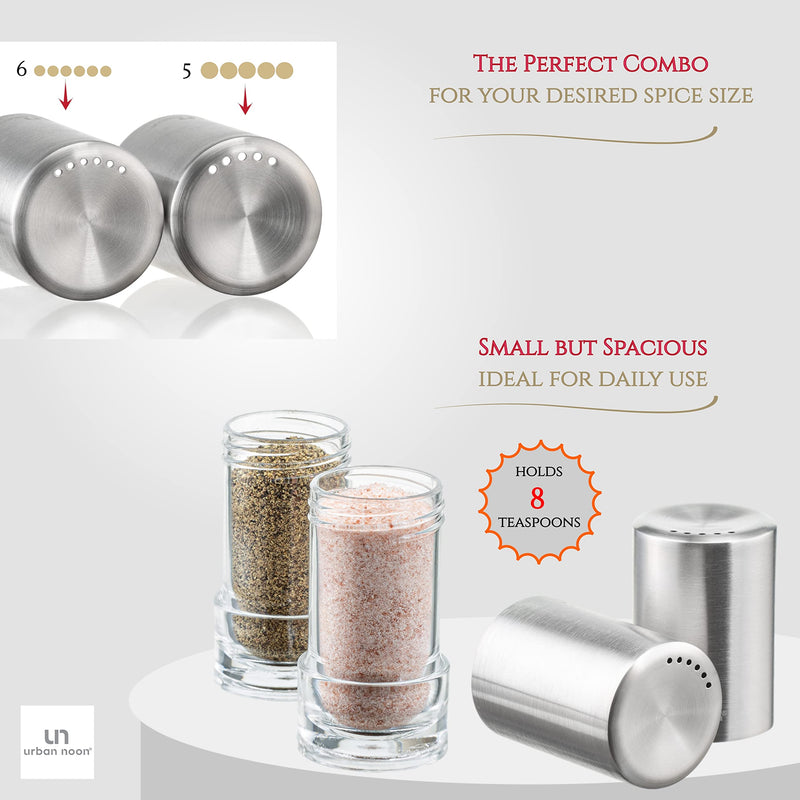 [Australia - AusPower] - Salt and Pepper Shakers with Holder - Elegant Stainless Steel Shaker Set by urban noon 