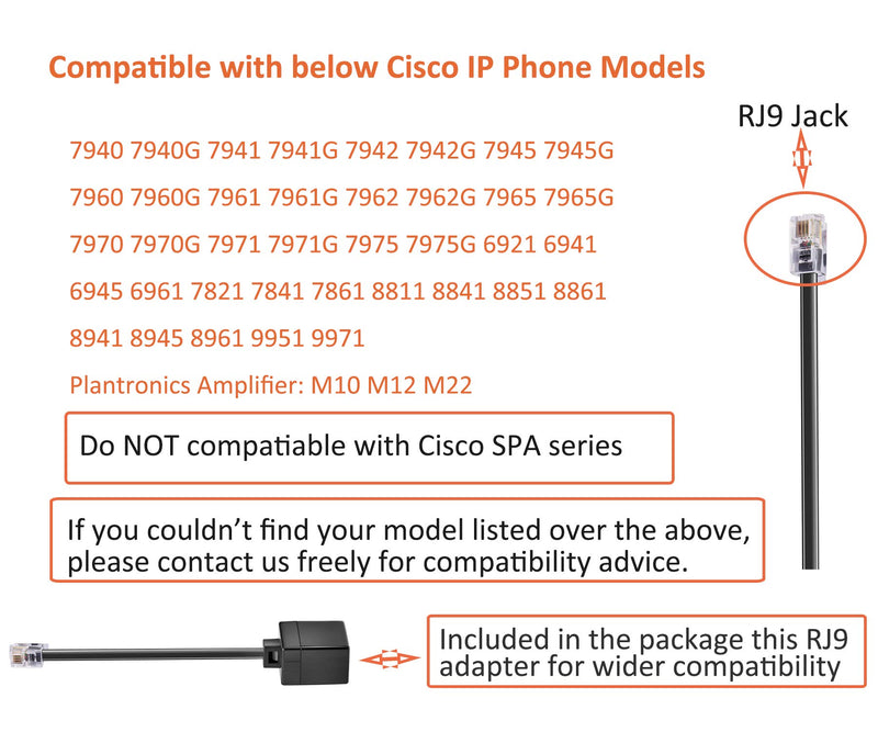 [Australia - AusPower] - Telephone Headset with Mic Mute & Volume Control for Cisco Phone, Call Center Headphone RJ9 Jack with Noise Cancelling Microphone for 6941 7841 7941 7942 7945 7960 7961 7962 7965 8845 8945 Monaural B308C 