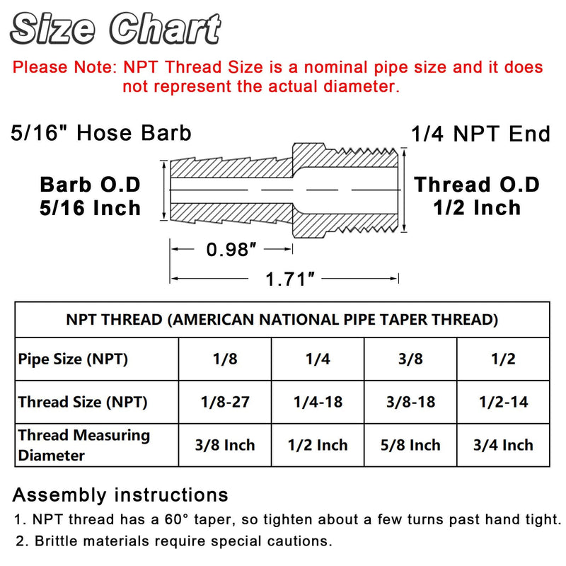 [Australia - AusPower] - KOOTANS 4pcs 5/16" Hose Barb to 1/4 NPT Male Brass Quick Coupler Air M Type Fitting Quick-Connect Fitting 5/16″ Barb to 1/4 NPT Male Thread 