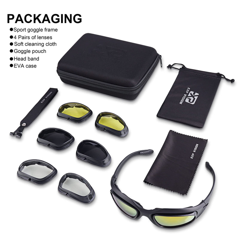 [Australia - AusPower] - Polarized Motorcycle Riding Goggles, Windproof Cycling Glasses UV400 Outdoor Sports Sunglasses Interchangeable Lenes for Running, Baseball Golf, Driving, Fishing, Riding, Mountain Bike, Hiking 