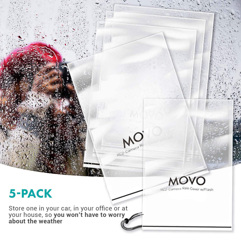 [Australia - AusPower] - Movo (5 Pack) RC1 Clear Rain Cover for DSLR Camera and Lens up to 18" Long 