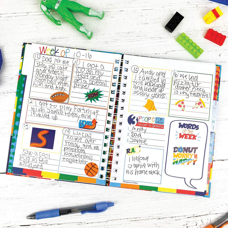[Australia - AusPower] - Gratitude Finder® 52 Week Non-Dated Journal for Boys with 177 Totally Cool Hand-Illustrated Stickers (Super Kiddo) Super Kiddo Gratitude Finder Journal 