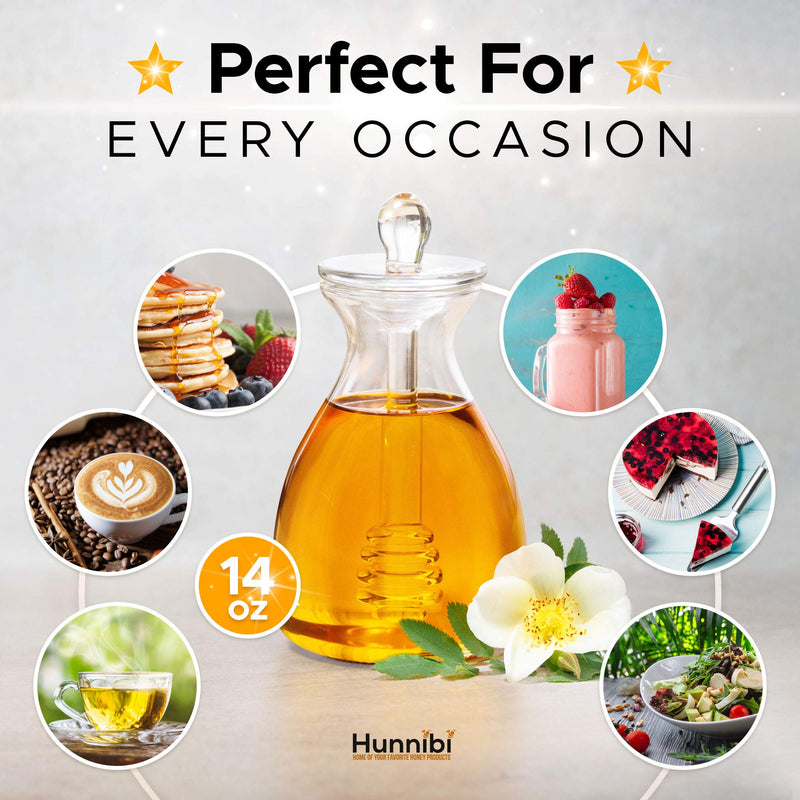 [Australia - AusPower] - Hunnibi Handmade Honey Jar with Dipper, Glass Made Honey Dipper and Honey Pot 