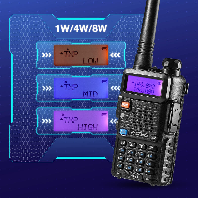 [Australia - AusPower] - Baofeng UV-5RTP Dual Band Two Way Radio, UV-5R 8W High Power Version, Ham Radio Handheld with Earpiece, Black 1 Pack 