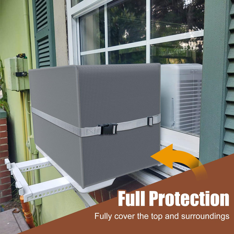 [Australia - AusPower] - BJADE'S Window AC Cover for U-Shaped Window Air Conditioner Unit,Heavy-Duty,Waterproof 600D Polyester Outdoor AC Covers,Dustproof & Windproof Outside Window AC Protection Cover,Grey 