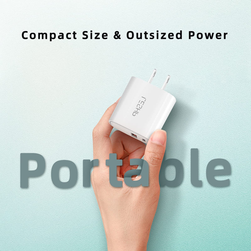 [Australia - AusPower] - USB C Wall Charger, PD 20W USB-C Power Adapter & USB-A Fast Charging Block, Dual Port Fast Charger for Laptops, MacBook, iPad, iPhone, Galaxy, and More 20W PD&QC Fast Charger 