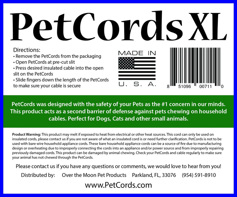 [Australia - AusPower] - PetCords Dog and Cat Cord Protector- Protects Your Pets and Critters from Chewing Through Cables up to 20ft, XL- Unscented, Odorless Made in USA 