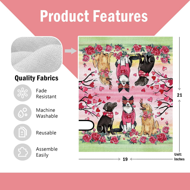 [Australia - AusPower] - FBCOO Valentine's Day Pink Mailbox Cover Magnetic Standard Size 21"x19", Golden Retriever Dog Love Tree Decorative Post Letter Box Wrap Decor, Rose Anniversary Wedding Garden Yard Outdoor Decoration 